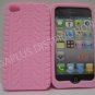 New Pink Tire Print Pattern Silicone Cover For iPhone 4 - (0011)