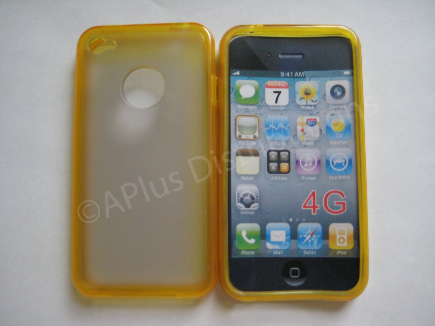 New Yellow Tpu/Soft Combo Design TPU Cover For iPhone 4 - (0057)