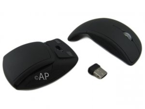 2.4G Wireless USB Cordless Folding Mouse For Desktop Notebook Laptop PC - Black