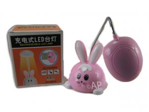 BUNNY HEAD RECHARGEABLE LED LAMP LIGHT FOR DESK TOP TABLE - PINK