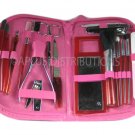 NEW 18-PIECE MANICURE & COSMETIC TRAVEL SET WCONVENIENT ZIPPER CASE - HOT PINK