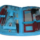 NEW 18-PIECE MANICURE & COSMETIC TRAVEL SET WCONVENIENT ZIPPER CASE - L BLU