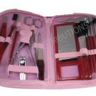 NEW 18-PIECE MANICURE & COSMETIC TRAVEL SET WCONVENIENT ZIPPER CASE - L PNK