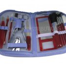NEW 18-PIECE MANICURE & COSMETIC TRAVEL SET WCONVENIENT ZIPPER CASE - PUR