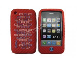 New Red Primo Bricks Design Silicone Cover For iPhone 3G 3GS - (0039)