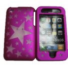 New Hot Pink Transparent Stars Design Hard Protective Cover For iPhone 3G 3GS - (0108)