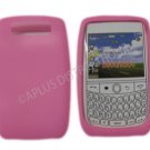 New Hot Pink Solid Color Silicone Cover For Blackberry 8900 - (0158)