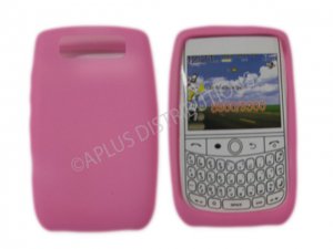 New Hot Pink Solid Color Silicone Cover For Blackberry 8900 - (0158)