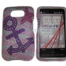 New Purple Anchor Design Crystal Bling Diamond Case Cover For HTC HD2