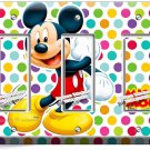 MICKEY MOUSE PASTEL POLKA DOTS TRIPLE GFCI LIGHT SWITCH PLATE COVER BABY NURSERY