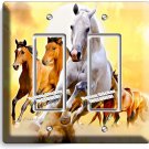 LIPIZZAN STALLION & MUSTANG HORSES DOUBLE GFCI LIGHT SWITCH WALL PLATE ART COVER