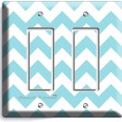 CHEVRON BLUE PASTEL LINES DOUBLE ROCKER LIGHT SWITCH OUTLET WALL PLATE ART COVER CHEVRON BLUE PASTEL LINES DOUBLE ROCKER LIGHT SWITCH OUTLET WALL PLATE ART COVER
