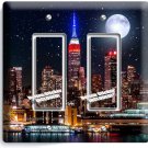 MANHATTAN NIGHT SKYLINE STARS MOON DOUBLE GFI LIGHT SWITCH WALL PLATE ROOM DECOR MANHATTAN NIGHT SKYLINE STARS MOON DOUBLE GFI LIGHT SWITCH WALL PLATE ROOM DECOR