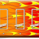 HOT ROD RED YELLOW ORANGE FLAMES TRIPLE GFI LIGHT SWITCH WALL PLATE COVER GARAGE HOT ROD RED YELLOW ORANGE FLAMES TRIPLE GFI LIGHT SWITCH WALL PLATE COVER GARAGE