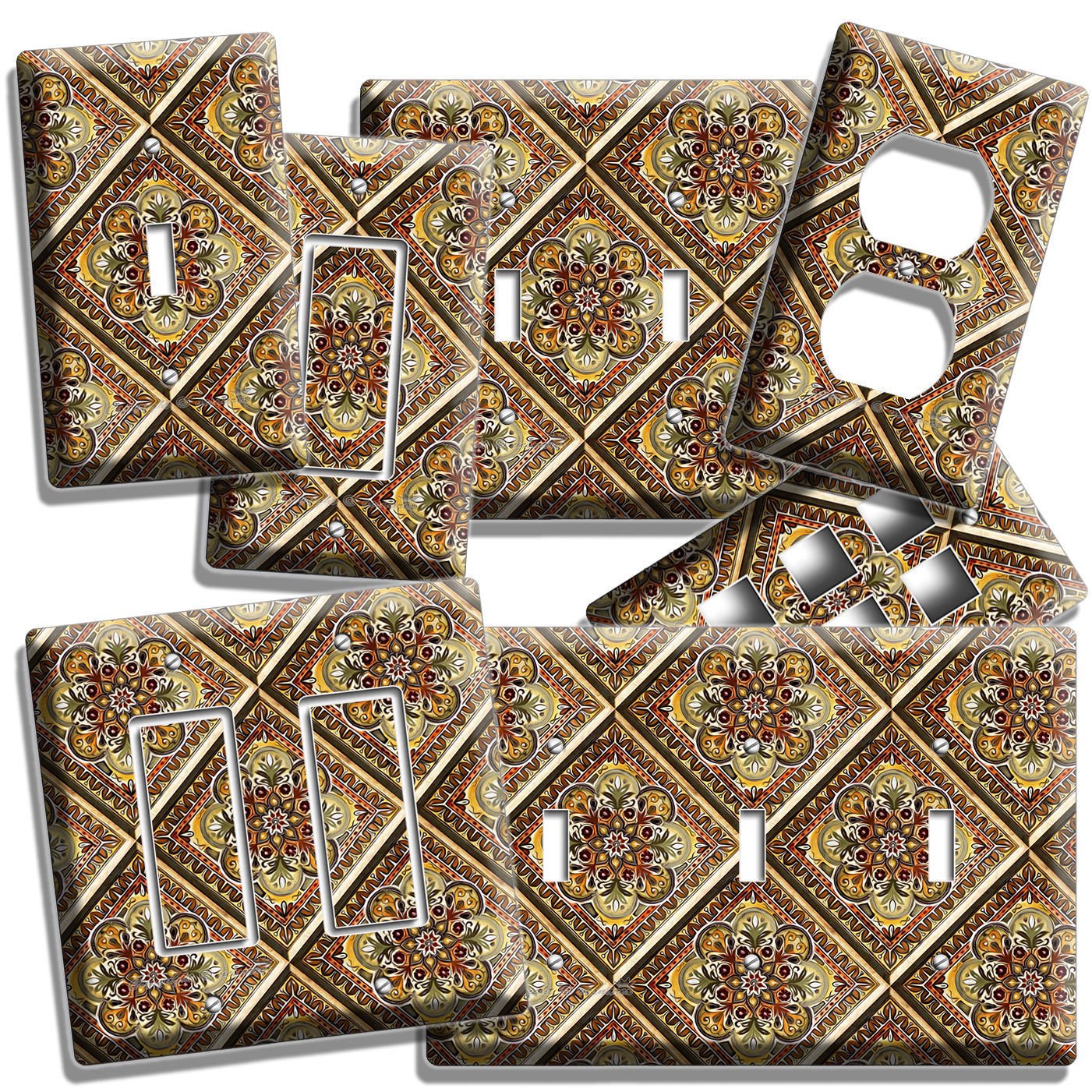 TUSCAN ITALIAN TILES PRINT LIGHT SWITCH WALL PLATE OUTLET COVER KITCHEN