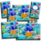 COLORFUL SEA BEACH GLASS SUMMER FUN LIGHT SWITCH WALL PLATE COVER OUTLET DECOR