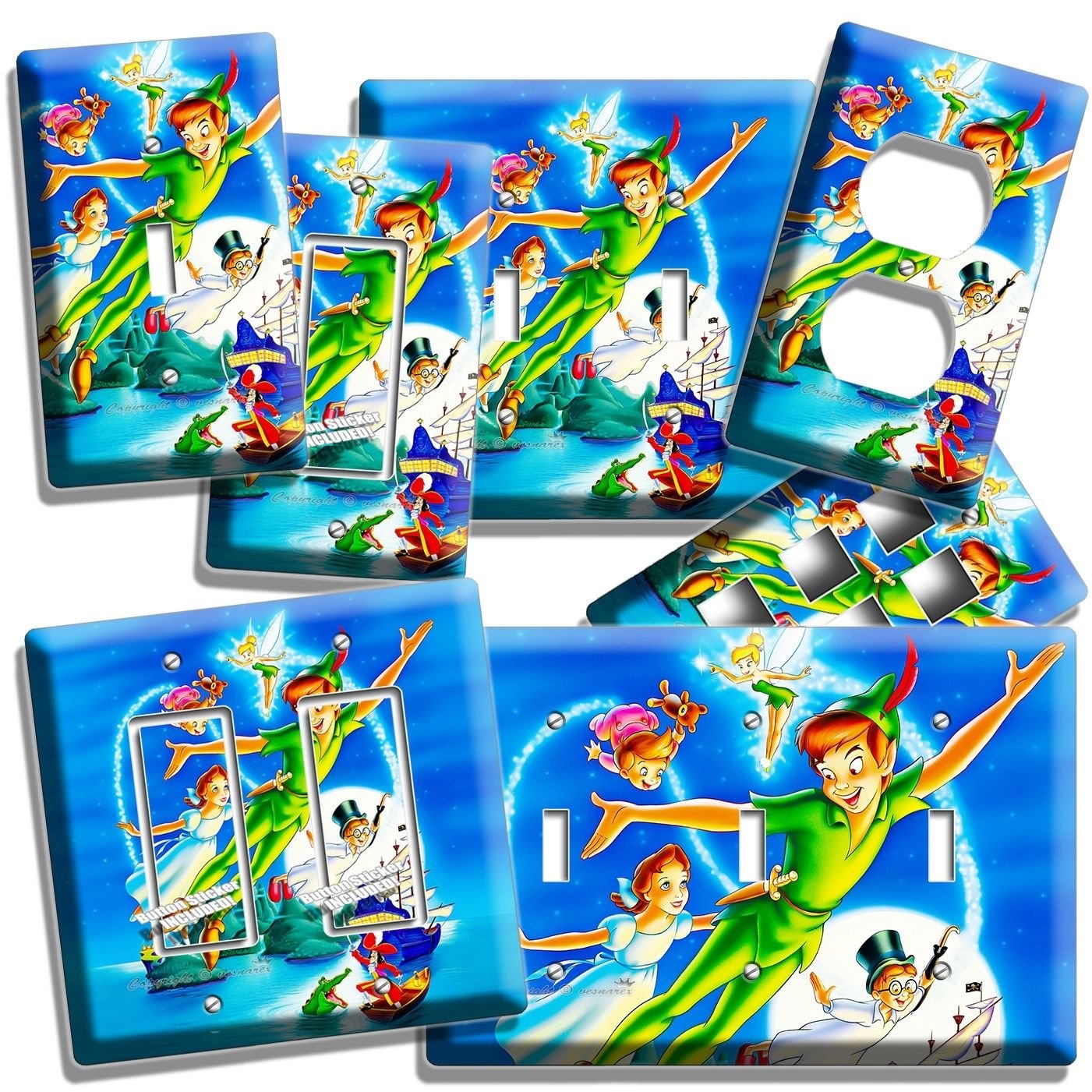 PETER PAN WENDY TINKER BELL NEVERLAND LIGHT SWITCH WALL ...