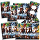 WILD HORSES COLORFUL FOREST WATERFALL RIVER LIGHT SWITCH WALL PLATE OUTLET DECOR