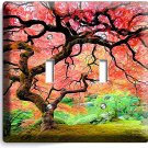 VIBRANT RED MAPLE JAPANESE TREE DOUBLE LIGHT SWITCH WALL PLATE COVER HOME DECOR VIBRANT RED MAPLE JAPANESE TREE DOUBLE LIGHT SWITCH WALL PLATE COVER HOME DECOR