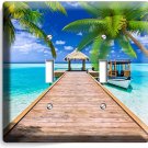 CARIBBEAN SEA PALMS PIER BOAT 2 GANG LIGHT SWITCH WALL PLATE BATHROOM HOME DECOR CARIBBEAN SEA PALMS PIER BOAT 2 GANG LIGHT SWITCH WALL PLATE BATHROOM HOME DECOR