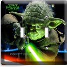 JEDI MASTER YODA GREEN SWORD STAR WARS DOUBLE LIGHT SWITCH PLATE ROOM HOME DECOR