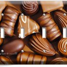 MILK AND DARK CHOCOLATE CANDIE 4 GANG LIGHT SWITCH WALL PLATE ROOM KITCHEN DECOR MILK AND DARK CHOCOLATE CANDIE 4 GANG LIGHT SWITCH WALL PLATE ROOM KITCHEN DECOR