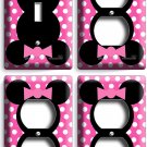 MINNIE MOUSE EARS PINK POLKA DOTS LIGHT SWITCH 3 OUTLET WALL PLATE LOT GIRL ROOM