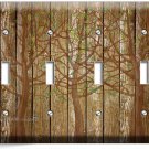 RUSTIC WOOD TREE OF LIFE ANTIQUE DESIGN 4 GANG LIGHT SWITCH PLATES BEDROOM DECOR