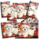 CUTE PUPPY DOG MALTESE RED FALL LEAVES LIGHT SWITCH OUTLET WALL COVER ROOM DECOR CUTE PUPPY DOG MALTESE RED FALL LEAVES LIGHT SWITCH OUTLET WALL COVER ROOM DECOR