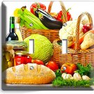 VEGETABLES BASKET FRESH BREAD OLIVE OIL LIGHT DOUBLE SWITCH PLATES KITCHEN DECOR VEGETABLES BASKET FRESH BREAD OLIVE OIL LIGHT DOUBLE SWITCH PLATES KITCHEN DECOR