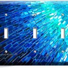 BLUE PEARL MOSAIC GLASS TILE DESIGN TRIPLE LIGHT SWITCH WALL PLATE KITCHEN DECOR BLUE PEARL MOSAIC GLASS TILE DESIGN TRIPLE LIGHT SWITCH WALL PLATE KITCHEN DECOR
