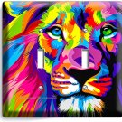 COLORFUL LION ABSTRACT ART 2 GANG LIGHT SWITCH WALL PLATE COVERS ROOM HOME DECOR