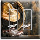 COWBOY BOOTS HAT LASSO RUSTIC COUNTRY 2 GANG GFCI LIGHT SWITCH PLATES ROOM DECOR