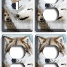 WILD GRAY WOLF FAMILY WINTER 1 LIGHT SWITCH 3 OUTLET WALL PLATE COVER ROOM DECOR