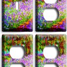 IRISES GARDEN CLAUDE MONET PAINTING 1 LIGHT SWITCH 3 OUTLET WALL PLATE ART DECOR