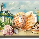 NAUTICAL SEA SHELLS LIGHTHOUSE TRIPLE LIGHT SWITCH PLATE BATHROOM HOUSE HD DECOR