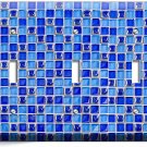 BLUE MOSAIC ARABIC TILES TRIPLE LIGHT SWITCH WALL PLATE COVER HOME KITCHEN DECOR BLUE MOSAIC ARABIC TILES TRIPLE LIGHT SWITCH WALL PLATE COVER HOME KITCHEN DECOR