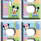 BABY MICKEY MINNIE MOUSE NURSERY LIGHT SWITCH 3 OUTLET PLATES NEW GIRL BOY ROOM