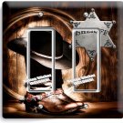 COUNTRY COWBOY BOOTS HAT LASSO SHERIFF STAR 2 GANG GFCI LIGHT SWITCH PLATE DECOR