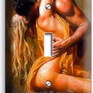 LOVERS MAKING PASSIONATE LOVE KISSING RUSTIC SINGLE LIGHT SWITCH WALLPLATE DECOR