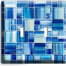 BLUE MOSAIC GLASS TILE LOOK DOUBLE LIGHT SWITCH WALL PLATE KITCHEN BATH HD DECOR BLUE MOSAIC GLASS TILE LOOK DOUBLE LIGHT SWITCH WALL PLATE KITCHEN BATH HD DECOR