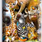AFRICAN JUNGLE ANIMALS LIGHT DIMMER CABLE WALL PLATE BABY NURSERY ROOM ART DECOR