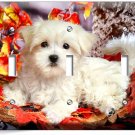 CUTE PUPPY DOG MALTESE RED FALL LEAVES TRIPLE LIGHT SWITCH WALL COVER ROOM DECOR CUTE PUPPY DOG MALTESE RED FALL LEAVES TRIPLE LIGHT SWITCH WALL COVER ROOM DECOR