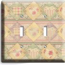 RETRO SEWING PATCHWORK DOUBLE LIGHT SWITCH PLATE SCRAPBOOKING STUDIO ROOM DECOR