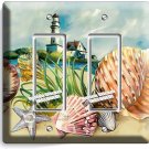 NAUTICAL SEA SHELL LIGHTHOUSE DOUBLE GFI LIGHT SWITCH PLATE BATHROOM HOUSE DECOR NAUTICAL SEA SHELL LIGHTHOUSE DOUBLE GFI LIGHT SWITCH PLATE BATHROOM HOUSE DECOR