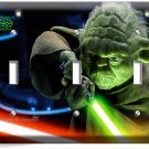 JEDI MASTER YODA GREEN SWORD STAR WARS TRIPLE LIGHT SWITCH PLATE ROOM HOME DECOR