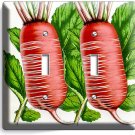 RED RADISH RETRO GRAVURE DOUBLE LIGHT SWITCH WALLPLATE COVER VEGAN KITCHEN DECOR RED RADISH RETRO GRAVURE DOUBLE LIGHT SWITCH WALLPLATE COVER VEGAN KITCHEN DECOR