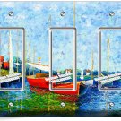 CLAUDE MONET RED BOATS ON A LAKE TRIPLE GFCI LIGHT SWITCH WALL PLATES ROOM DECOR CLAUDE MONET RED BOATS ON A LAKE TRIPLE GFCI LIGHT SWITCH WALL PLATES ROOM DECOR