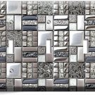 BRUSHED CROME TILE METAL DESIGN TRIPLE LIGHT SWITCH WALLPLATE KITCHEN ROOM DECOR BRUSHED CROME TILE METAL DESIGN TRIPLE LIGHT SWITCH WALLPLATE KITCHEN ROOM DECOR