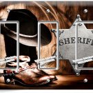 COUNTRY COWBOY BOOTS HAT LASSO SHERIFF STAR 3 GANG GFCI LIGHT SWITCH PLATE DECOR